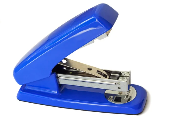 Grampeador de papéis de cor azul brilhante — Fotografia de Stock