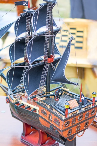 The model of a sailing vessel is photographed by a close up — Stock Photo, Image