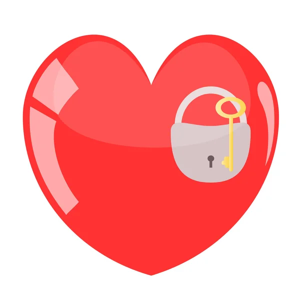 Padlock in red heart. — Stock Vector