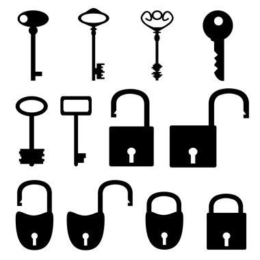 Silhouettes van oude sleutels