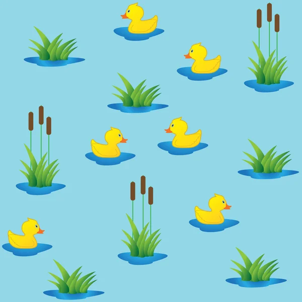 Seamless ducklings in canes. — Stock Vector