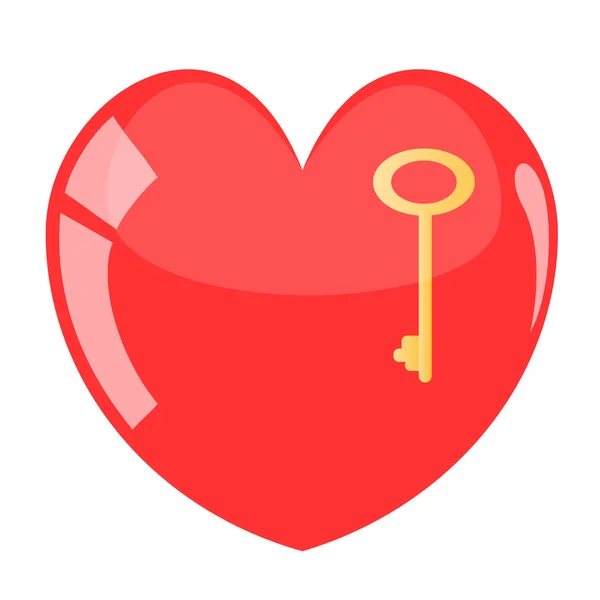 Illustration of key in red heart. — Stock Vector