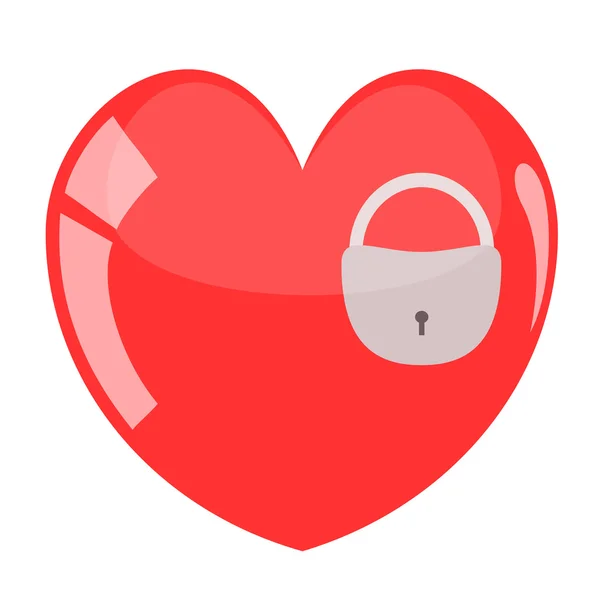 Illustration of padlock in red heart. — Stock Vector