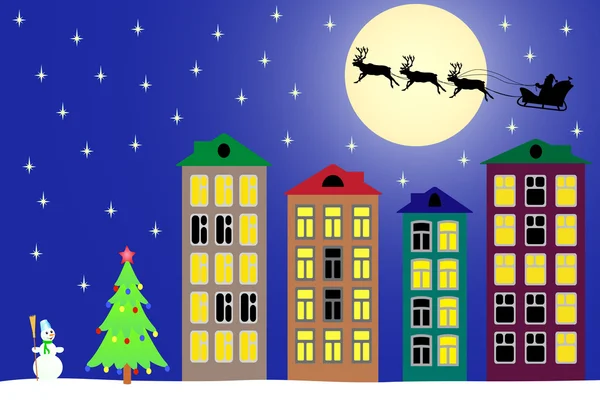 Yeni yıl gecesi şehir.