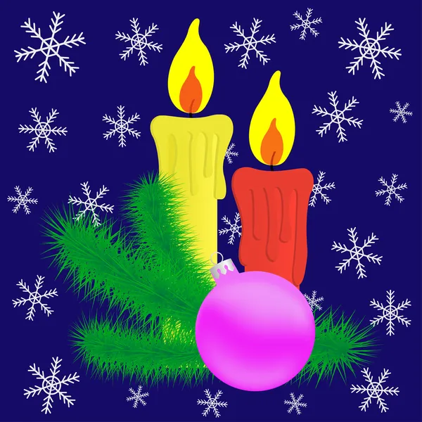 Svíčky a vánoční větev. — Stockový vektor