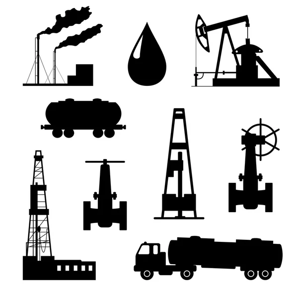 Conjunto de ícones de petróleo e petróleo. — Vetor de Stock