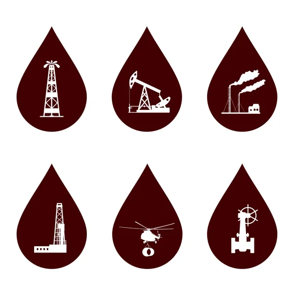 Set di icone petrolio e petrolio. — Vettoriale Stock