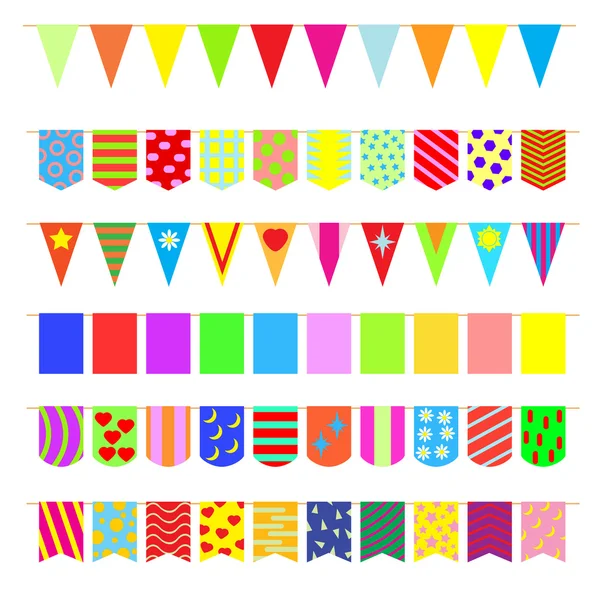 Set guirlandes de drapeaux colorés . — Image vectorielle