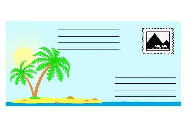 L'enveloppe avec le paysage tropical . — Image vectorielle