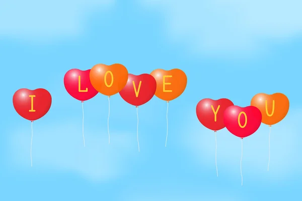 Balloons with a Declaration of love. — Stock Vector