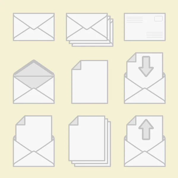 Set of icons envelopes and paper. — Stock Vector