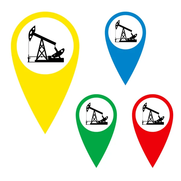 The silhouette of the oil pump on a map marker. — Stock Vector