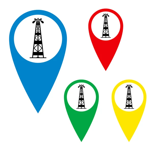 A silhueta de fonte de óleo em um marcador de mapa . — Vetor de Stock