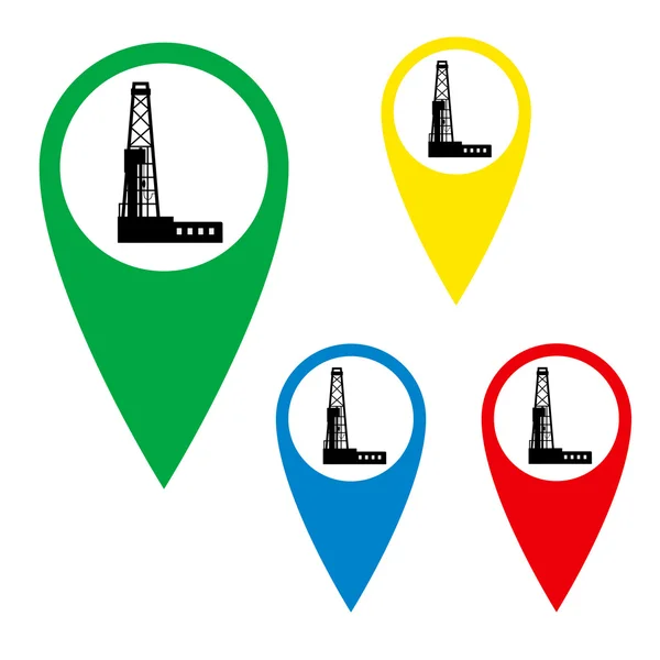 The drilling rig on the map marker. — Stock Vector