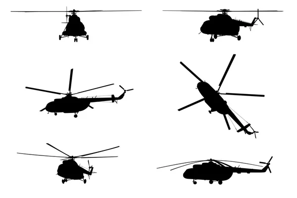 Helikopter set silueti.