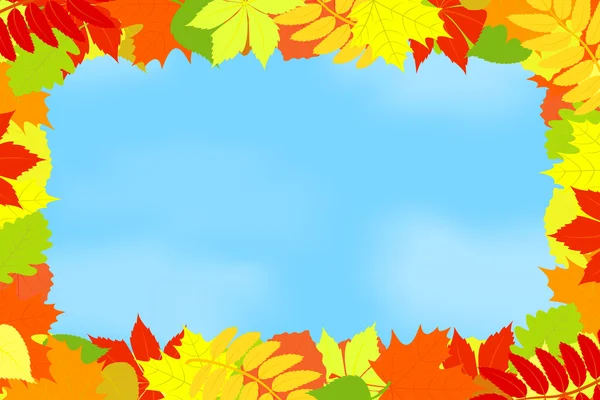 Frame of autumn leaves against the sky. — Stock Vector