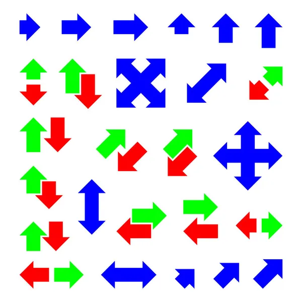 Uppsättning färgade pilar på en vit bakgrund. — Stock vektor