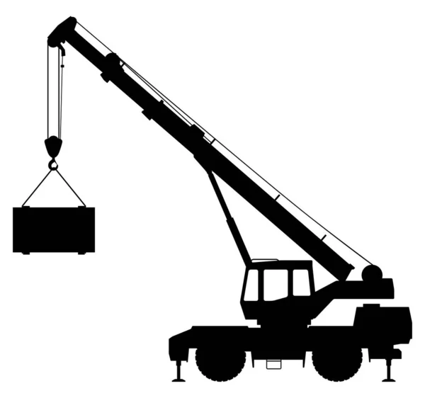 Silhouette of a crane lifting a load. — Stock Vector