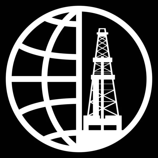 Rig silhouet in globe embleem. Vectorillustratie. — Stockvector