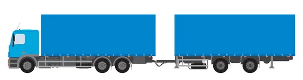 Color image of a freight road train. Vector illustration. — Vetor de Stock