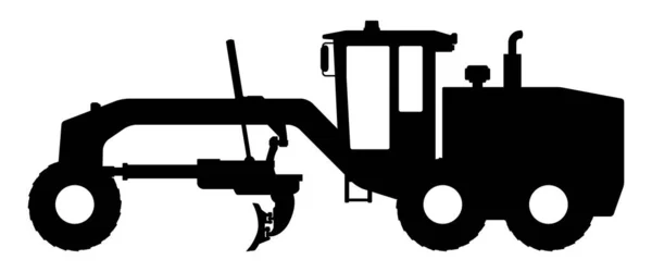 Силуэт автогрейдера на белом фоне. — стоковый вектор