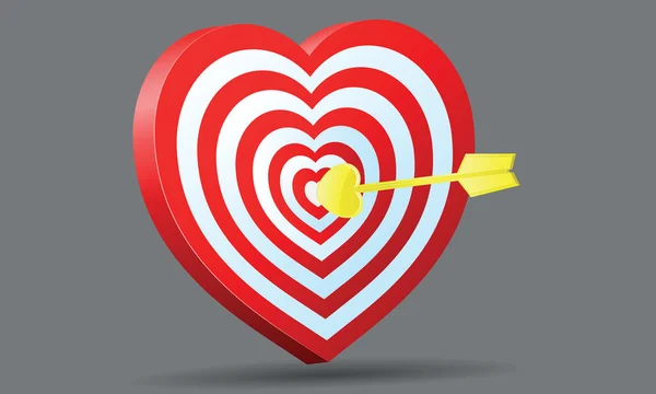 Cœur cible avec flèche Amour doré — Image vectorielle