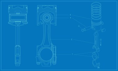 Karmaşık makineleri teknik piston çizim