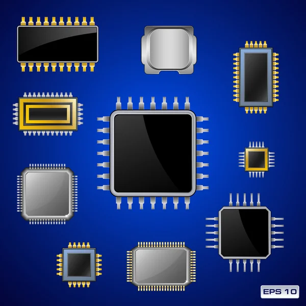 Set di diversi chip, elettrodomestici, illustrazione vettoriale — Vettoriale Stock