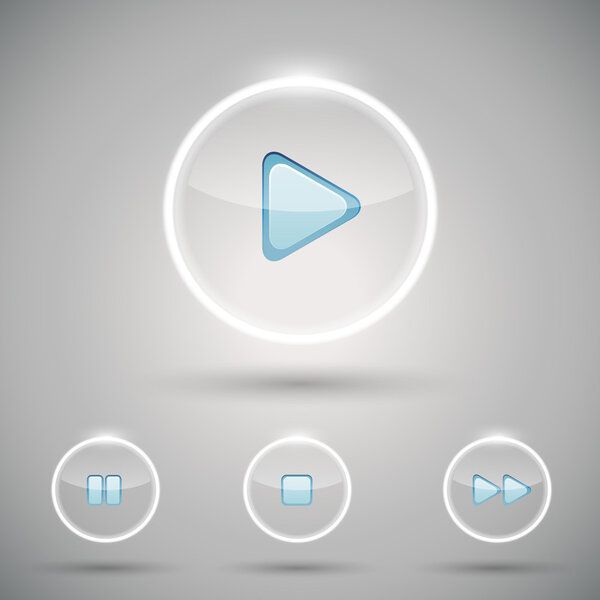 Set of buttons, keys, and icons design for game, play, electroni