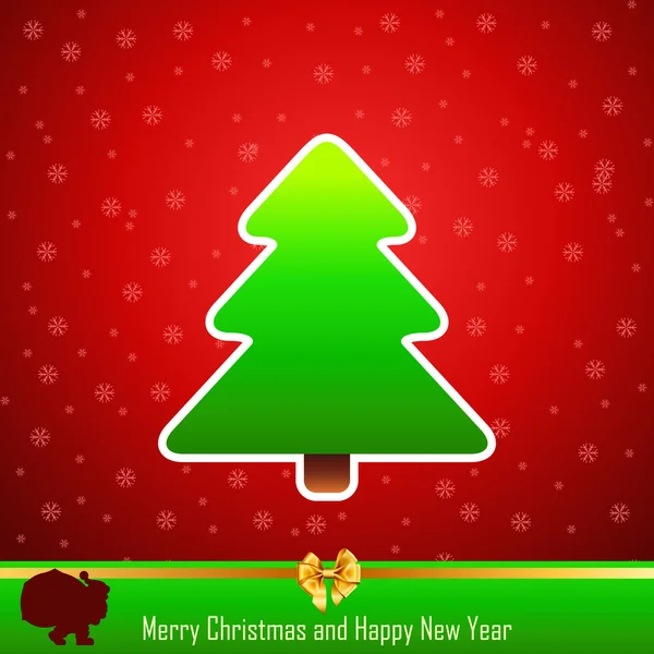 Design of New Year 2014 and Merry Christmas green tree — Stock Vector