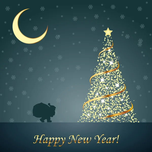 Diseño de Año Nuevo 2014 y Feliz Navidad postal con New Ye — Vector de stock