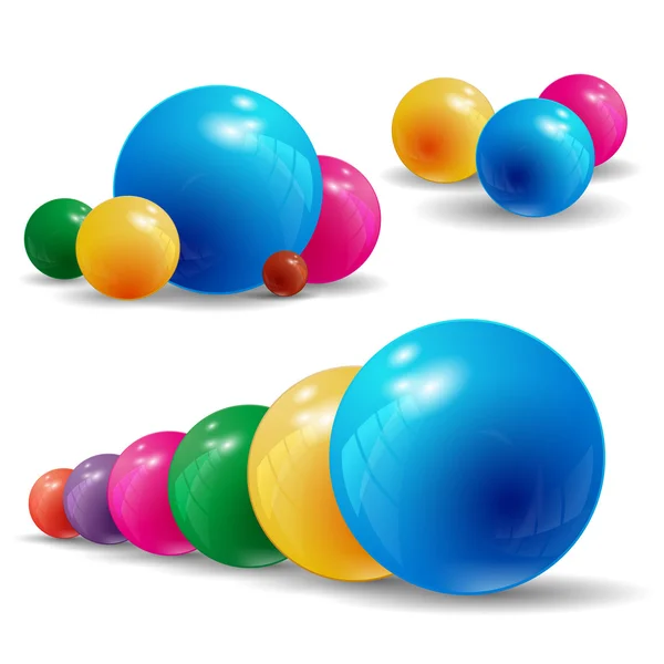Set lingkaran berwarna-warni, balon dan putaran, vektor abstrak il - Stok Vektor