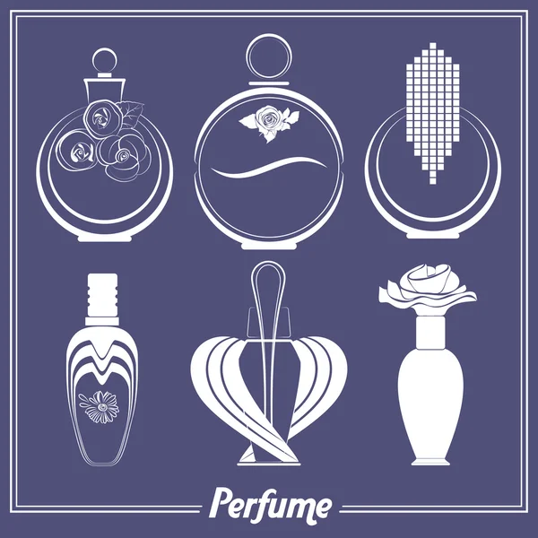Set de diferentes frascos de perfume, viales, aislados — Archivo Imágenes Vectoriales