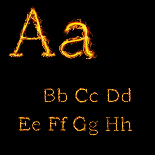B c d e f g h alfabet litery w ogień płomienie — Wektor stockowy