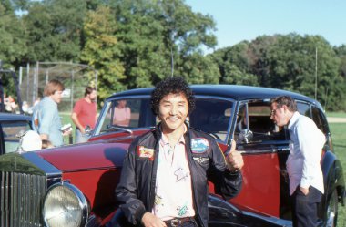 BRANCHBURG, NEW JERSEY, USA-SEPTEMBER 13: Well known balloonist and adventurer, Rocky Aoki, founder of Benihana restaurants, is pictured at the 1986 Somerset County Hot Air Balloon Festival.
