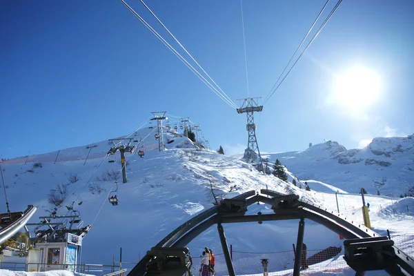 滑雪升降机 免版税图库照片