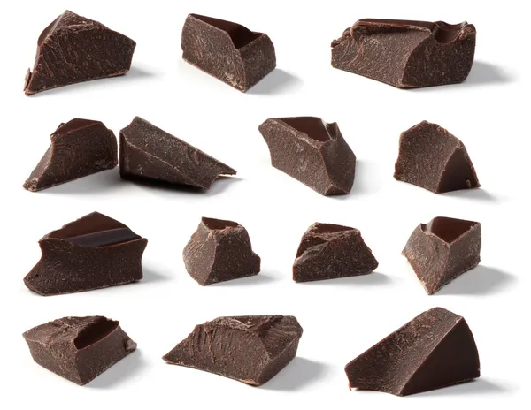 Pezzi di cioccolato fondente — Foto Stock