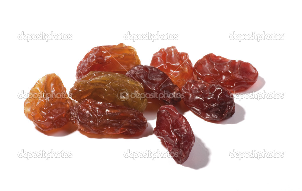 Healthy raisins isolated on white
