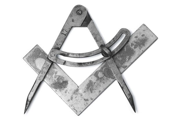 Square and Compasses on white