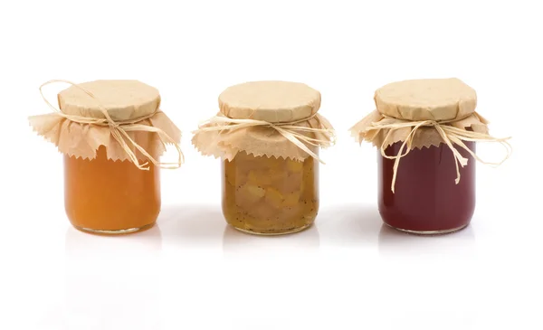 Three jars of jam Stock Image