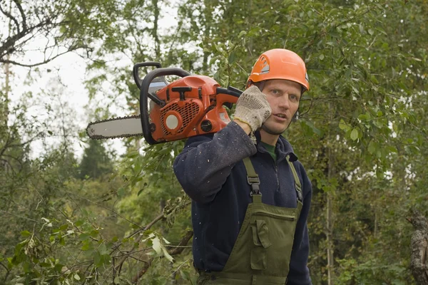 Woodcutter after the work — Stock Photo, Image