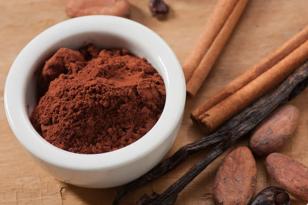 Ингредиенты какао — стоковое фото