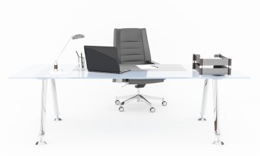 Director's workplace office,on white background, rendering 3d clipart