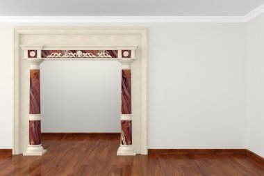 Classic portal in interior 3D rendering clipart
