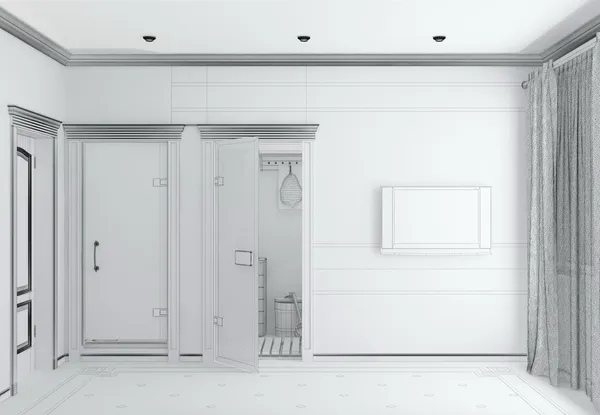Schizzo di una spa interna rendering 3D — Foto Stock