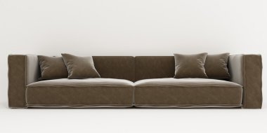 Sofa 3D rendering on white background clipart