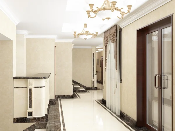 Hotel hall rendering — Stock Photo, Image