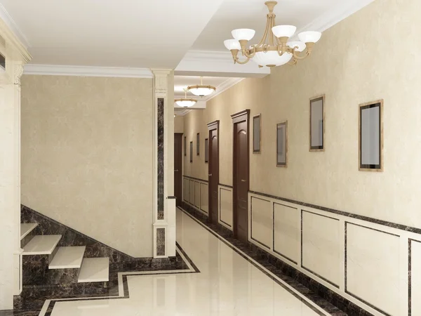 Hotel hall rendering — Stock Photo, Image