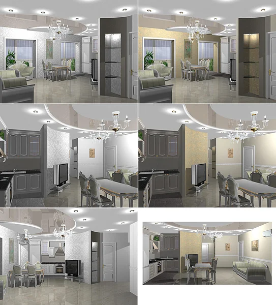 Sala de estar 3d renderização — Fotografia de Stock