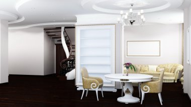 yemek odası ile geniş bir kanepe, modern yaşam